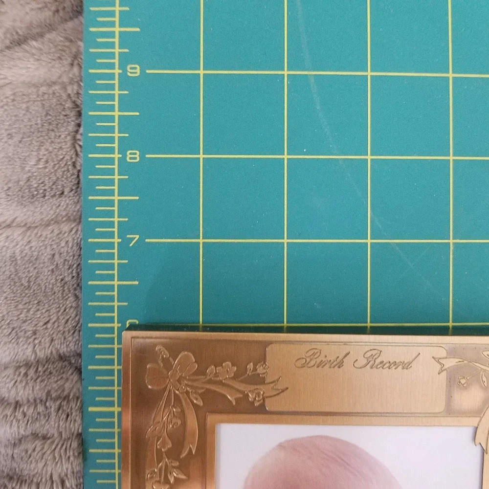 Burnes of Boston Birth Record Frame 3x4 Gold Excellent Engraveable Teddy Bear